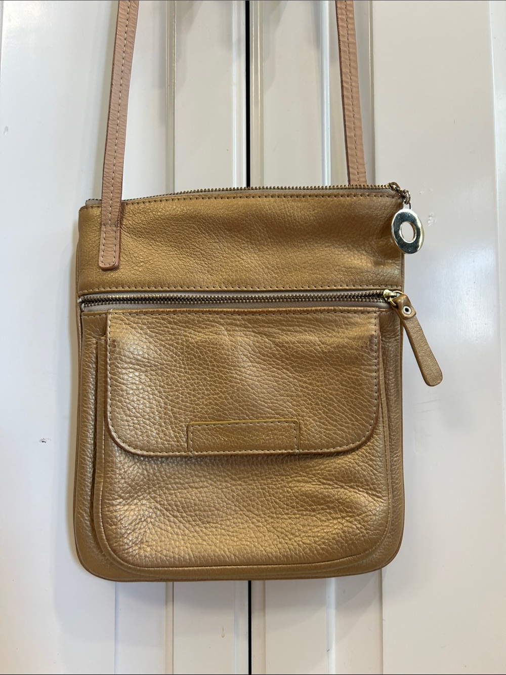 Nora Lozza  Pebbled Leather Crossbody Bag in Gold